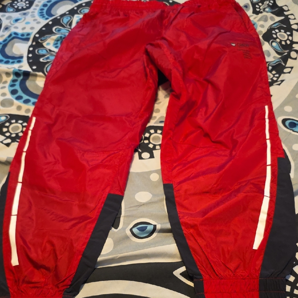 Paper Planes Swishy Red and Black Track Pants size Large